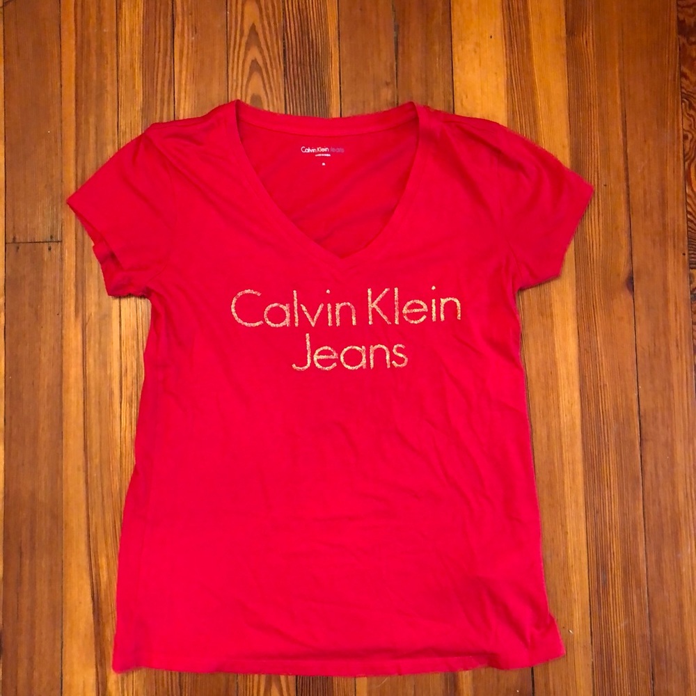 Calvin Klein Jeans Tee Shirt Medium Red